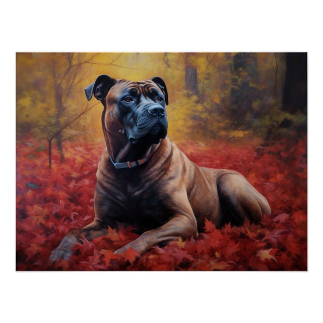 Poster Cane Corso en automne Feuilles automne Inspire (Devant)