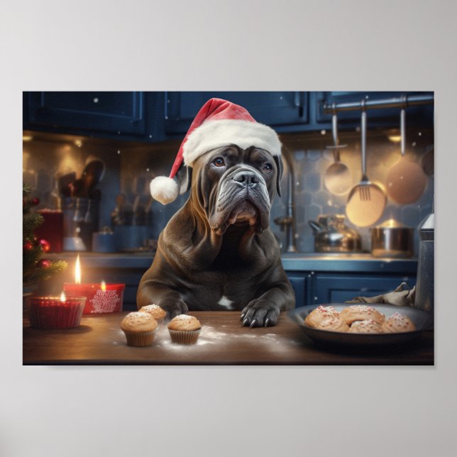 Poster Cane Corso Noël Cookies Festive Vacances (Devant)