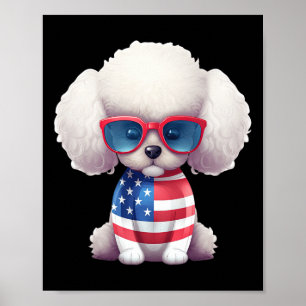 Poster Caniche jouet avec drapeau américain patriotique J