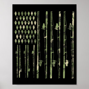 Poster Canne à pêche camouflage drapeau américain amateur