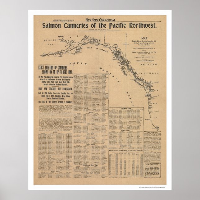 Poster Canneries saumons du Pacifique Nord-Ouest 1901 (Devant)