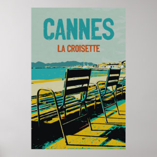 Poster Cannes Côte d'Azur La Croisette Illust France