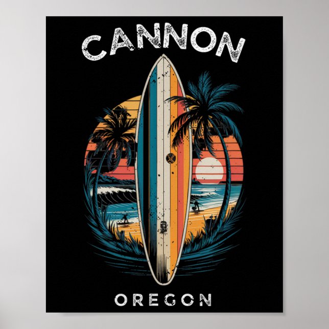 Poster Cannon Beach Oregon Men Women Surfing  (Devant)