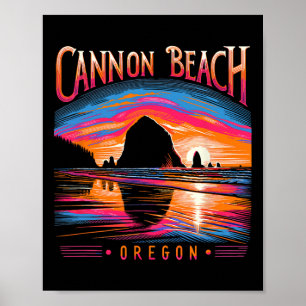 Poster Cannon Beach Oregon Voyage été vacances en famille