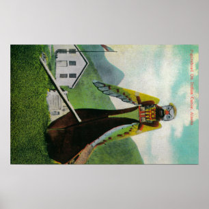 Poster Canoë indien avec le prête-nom dans AlaskaState