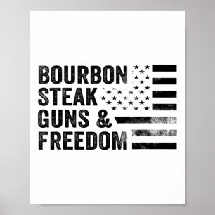Poster Canons À Steak Bourbon Et Liberté Usa Drapeau Whis