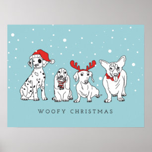 Poster Canons de Noël Chiens de Père Noël Chiens de Noël