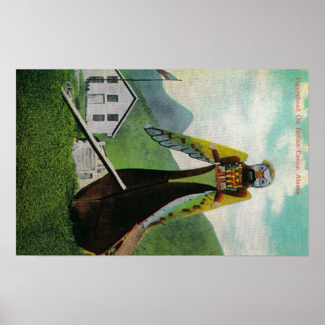 Poster Canot indien avec tête de figurine en AlaskaState (Devant)