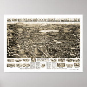 Poster Canton, MA Carte panoramique - 1918