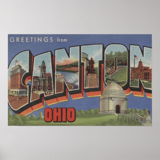 Poster Canton, Ohio Grandes Lettres ScènesCanton, OH (Devant)