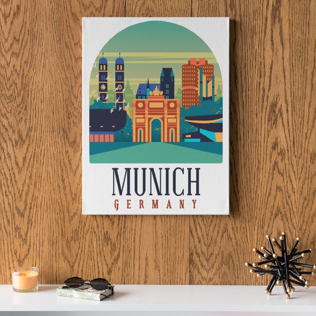 Poster Canvas Allemagne Munich (Munich Germany Vintage Travel Poster)