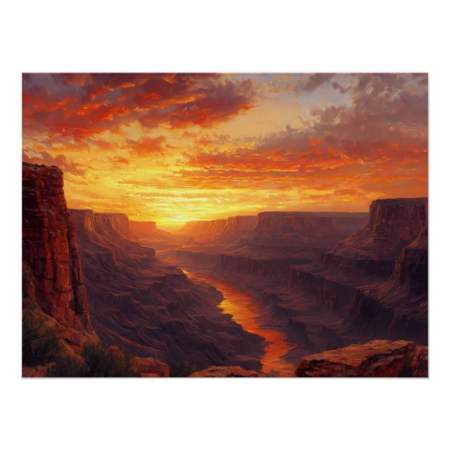 Poster Canyon dramatique au lever du soleil (Devant)