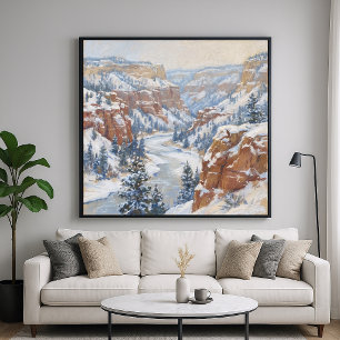 Poster Canyon enneigé - Style de peinture pastel