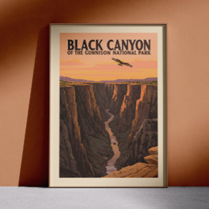 Poster Canyon noir vintage du parc national Gunnison