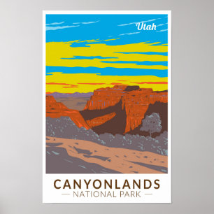 Poster Canyonlands Parc National Moab Voyage Art Rétro