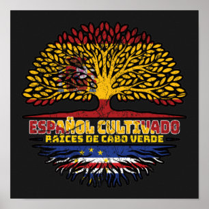 Poster Cap-Vert Espagne drapeau espagnol des racines d'ar