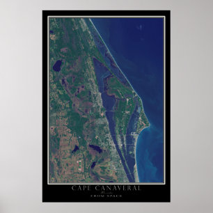Poster Cape Canaveral Floride De L'Espace Carte Satellite