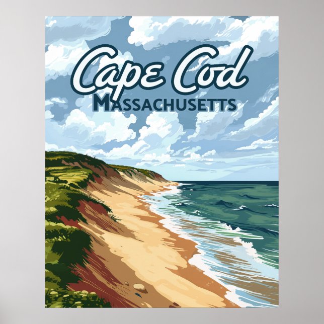 Poster Cape Cod Beach Mer Massachusetts Bleu (Devant)