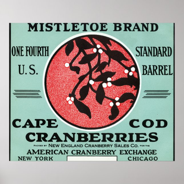 Poster Cape Cod Mistletoe Marque Cranberry Étiquette (Devant)