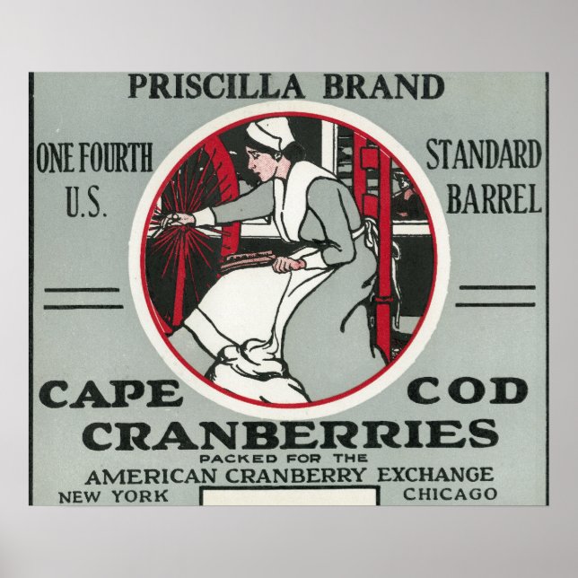 Poster Cape Cod Priscilla Marque Cranberry Étiquette (Devant)