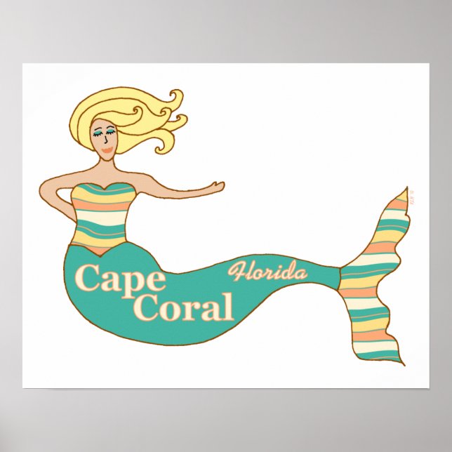 Poster Cape Coral, FL Mermaid (Devant)