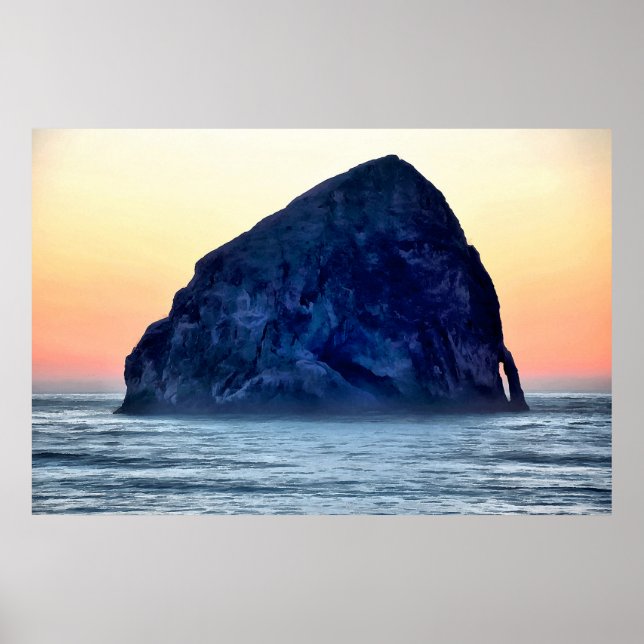 Poster Cape Kiwanda Haystack Rock au coucher du soleil en (Devant)
