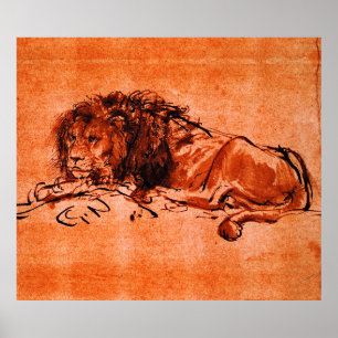 Poster CAPE LION PAR Rembrandt Orange Black