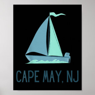 Poster Cape May New Jersey Voile Voilier Plage