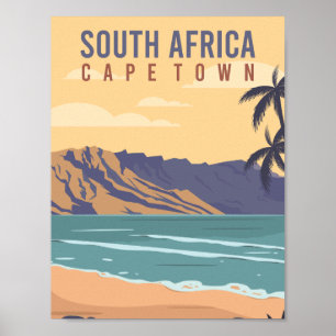 Poster Cape Town Afrique du Sud Illustration des lieux de