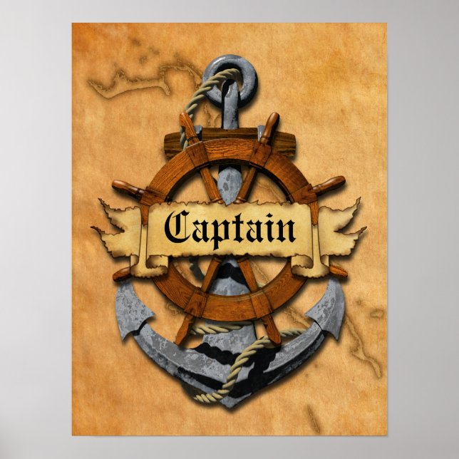 Poster Capitaine Ancre Et Roue (Devant)