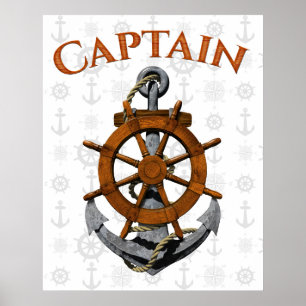 Poster Capitaine Ancre Nautical