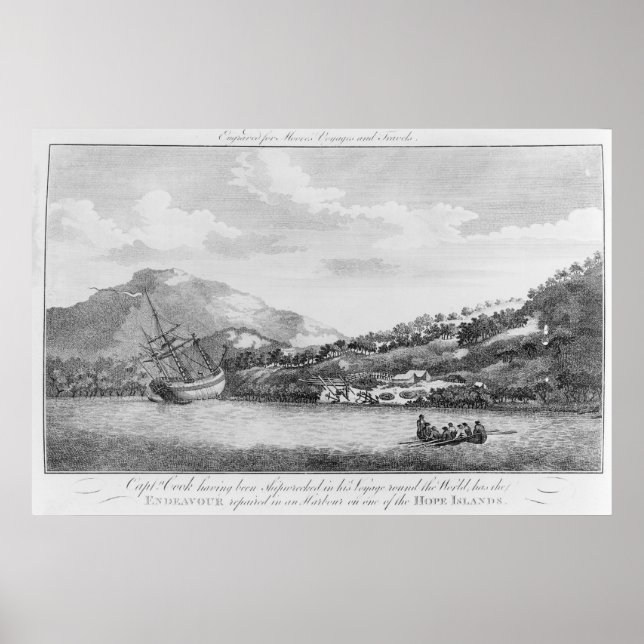 Poster Capitaine Cook ayant été naufragé (Devant)