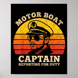 Poster Capitaine de bateau à moteur de plaisance ponton l