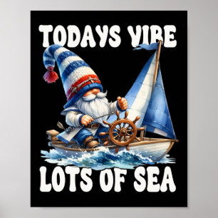 Poster Capitaine de bateau gnome drôle de voile pour mari