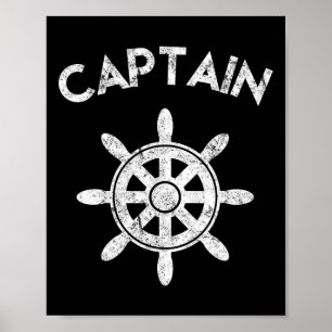 Poster Capitaine de bateau Roue Voilier Navigation Cadeau