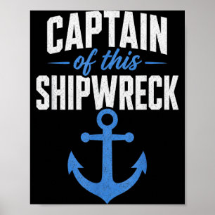 Poster Capitaine de cette épave drôle d'ancre nautique
