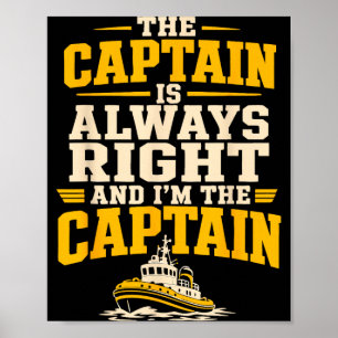 Poster Capitaine de remorqueur drôle opérateur de bateau 