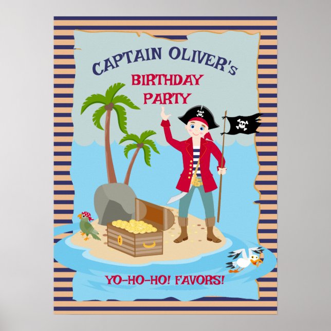 Poster Capitaine du navire pirate Anniversaire Favors Par (Devant)