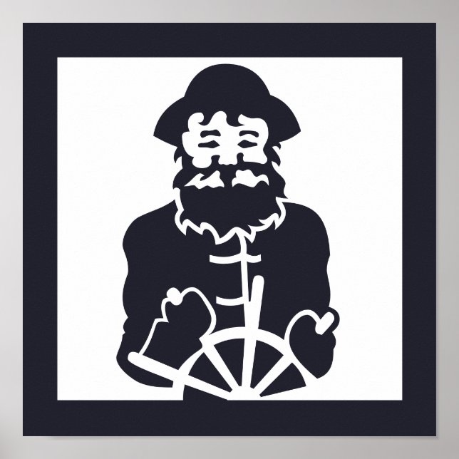 Poster CAPITAINE nautique en mer | (Devant)