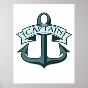Poster Capitaine navire ancre