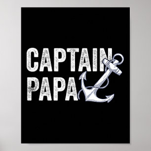 Poster Capitaine Papa Pontoon Cadeau Lac Marin Bateau de