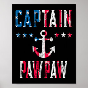Poster Capitaine patriote Pawpaw drapeau américain vintag
