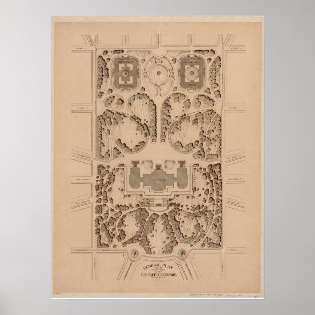 Poster Capitol Grounds Architectural Plans (1874) (Devant)