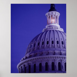 Poster Capitole des États-Unis au crépuscule avec lumière