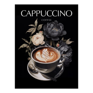 Poster Cappuccino à l'élégance florale