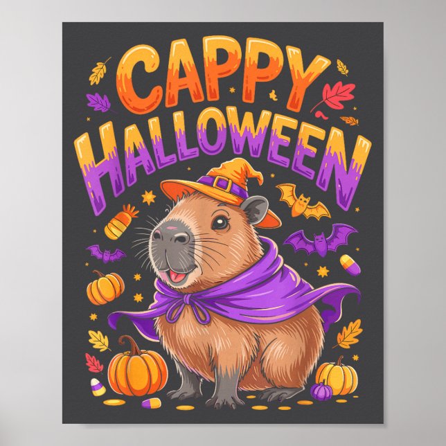 Poster Cappy Halloween Capybara Witch  (Devant)