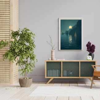 Poster Capri au clair de lune – Nuit méditerranéenne vint
