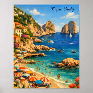 Poster Capri Italie Plage Vintage Marina Piccola