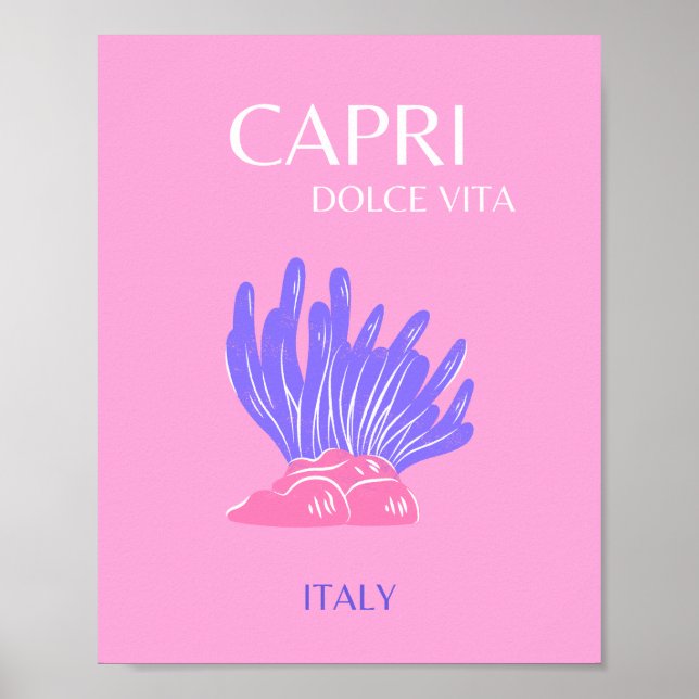 Poster Capri, Italie, Preppy, rose (Devant)