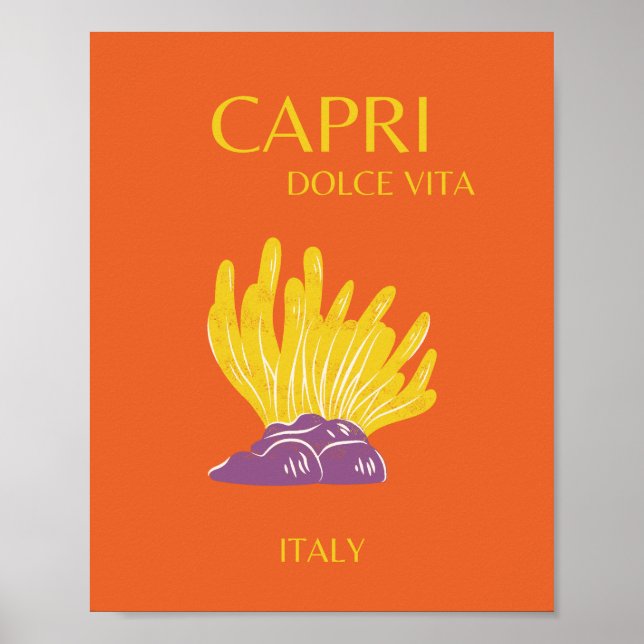 Poster Capri, Italie, Voyage, Preppy, Orange (Devant)